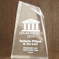 LAWYER MONTHLY LEGAL AWARDS - Corporate Law Firm of the Year 2016 in Cyprus